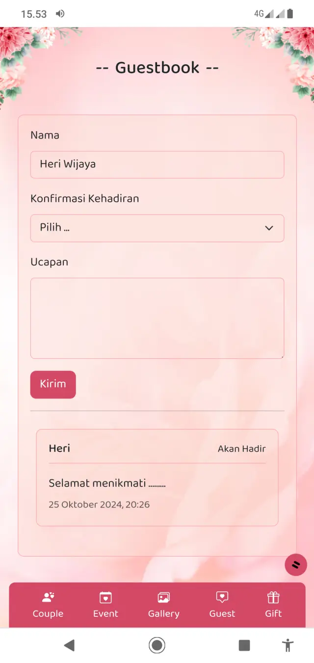 Tampilan Rsvp