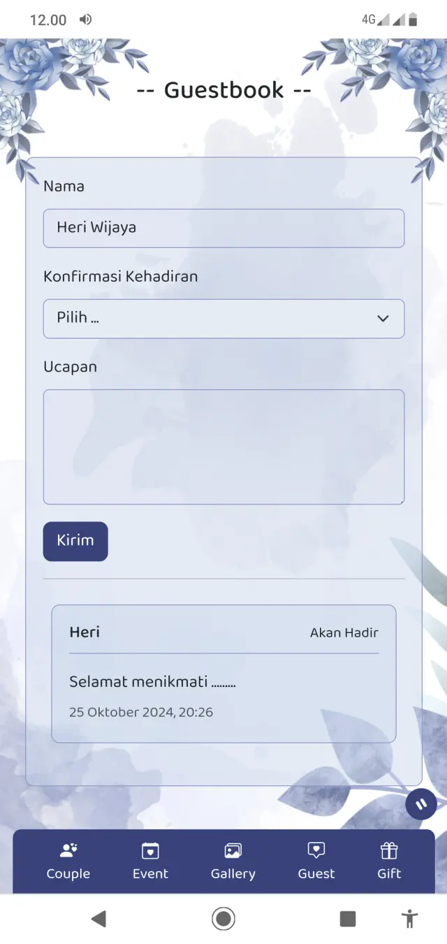 Tampilan Rsvp
