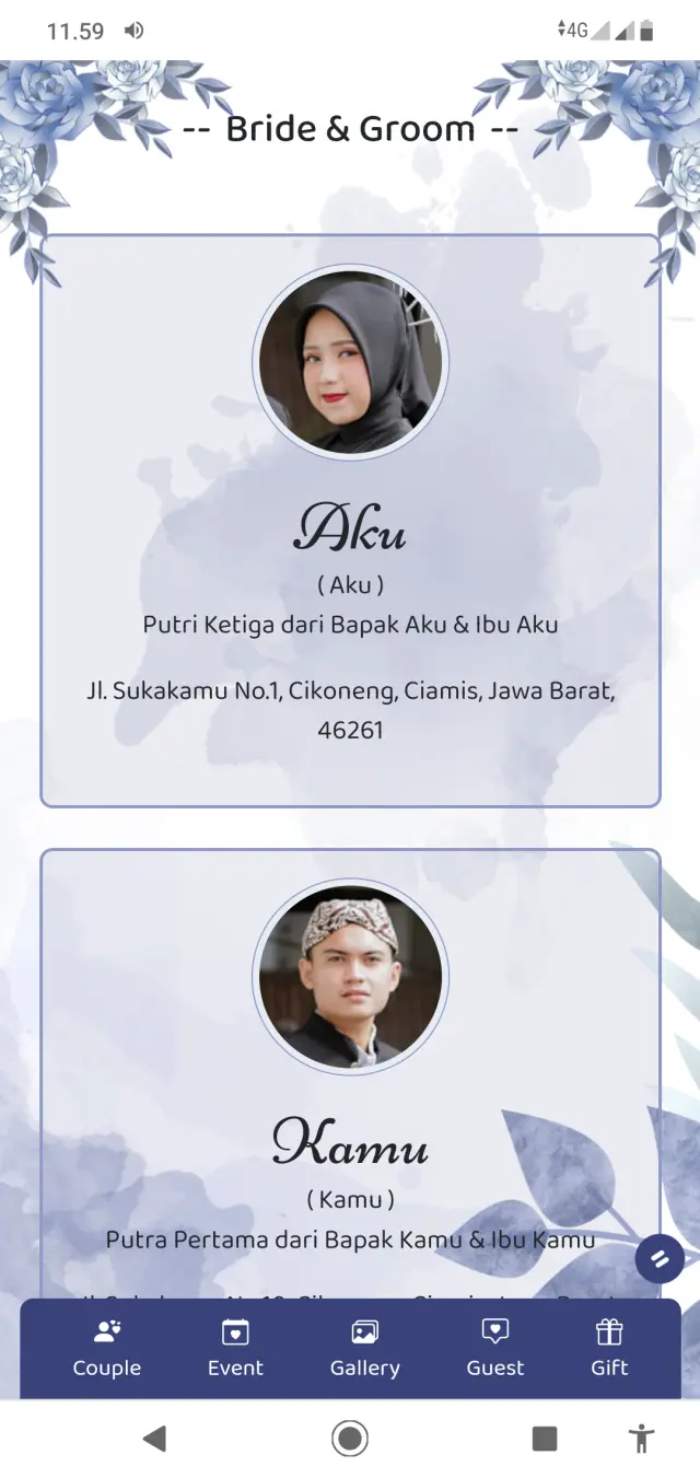 Tampilan Bride & Groom